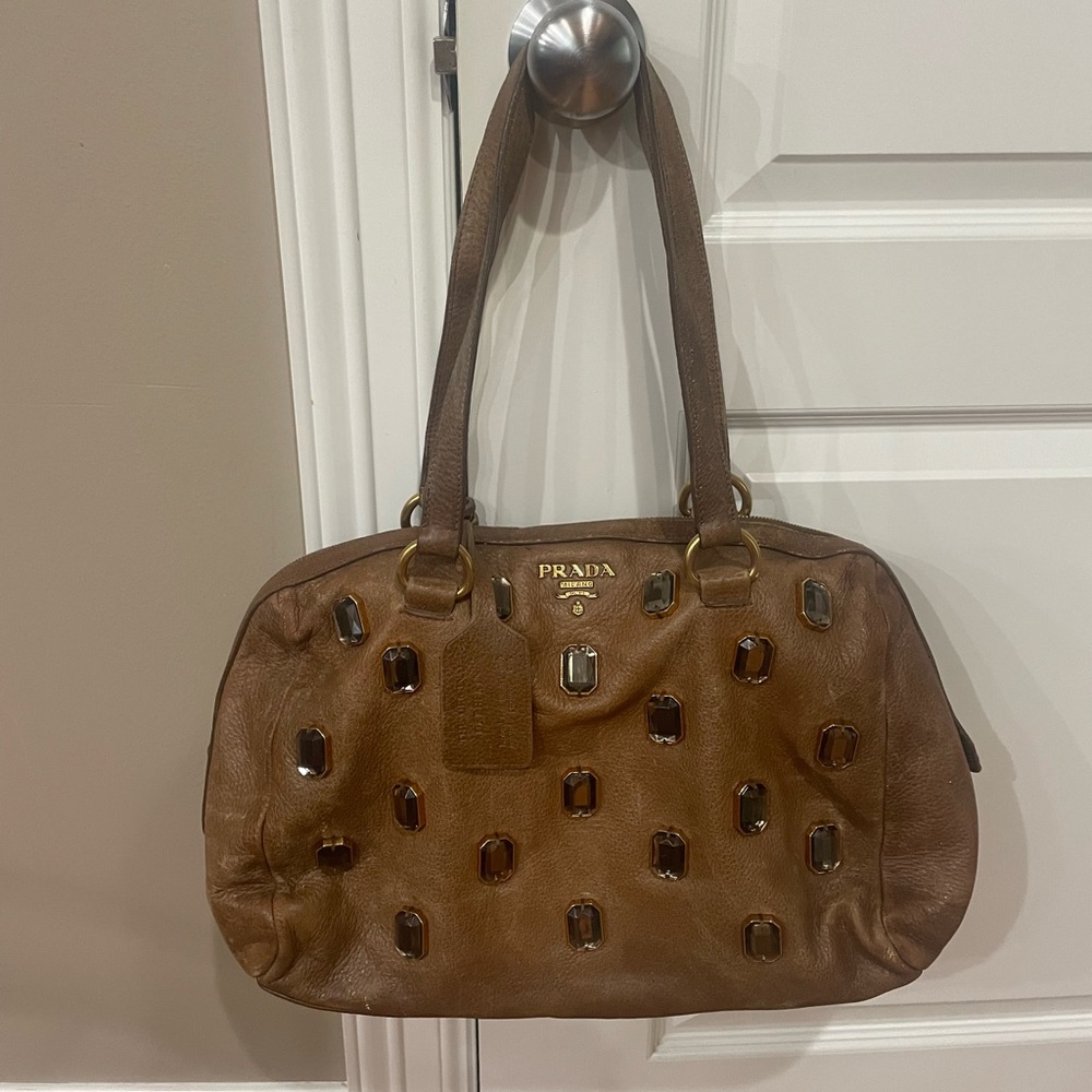 Prada Deer Leather - brown -  Cervo Pietre Jeweled Bag Purse